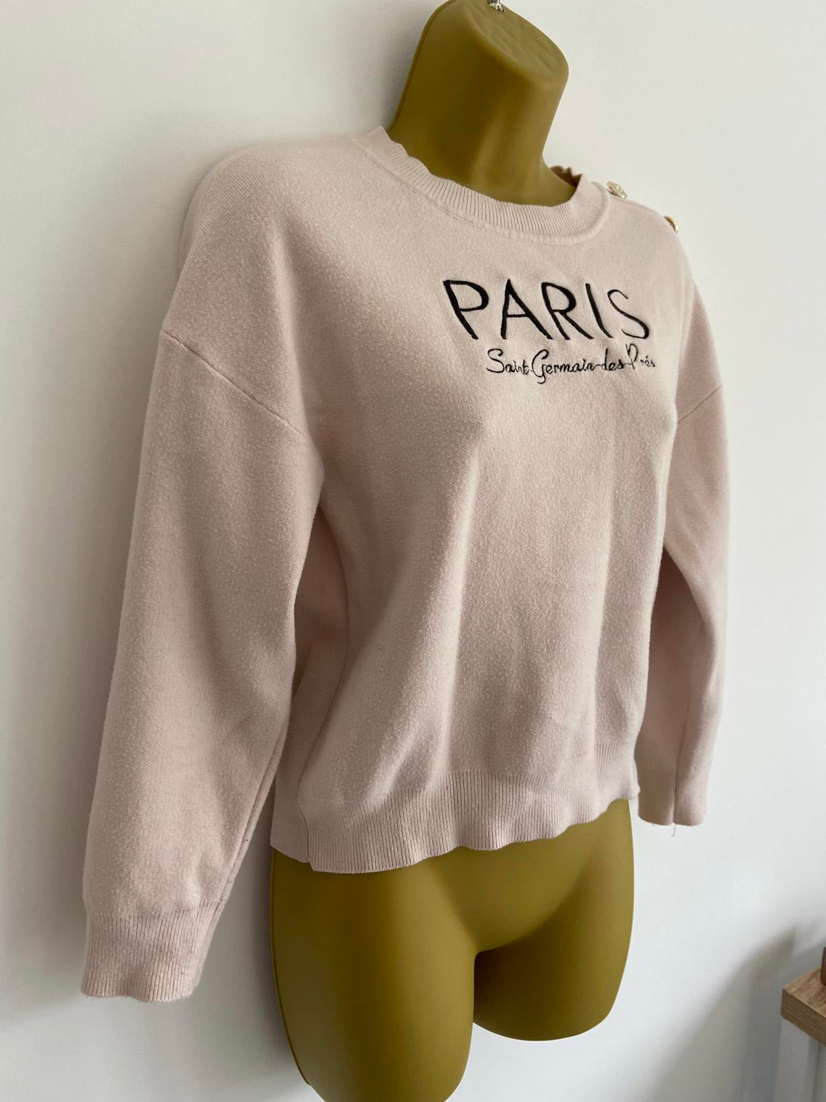 Primark XS Pink Jumper with Black Embroidery