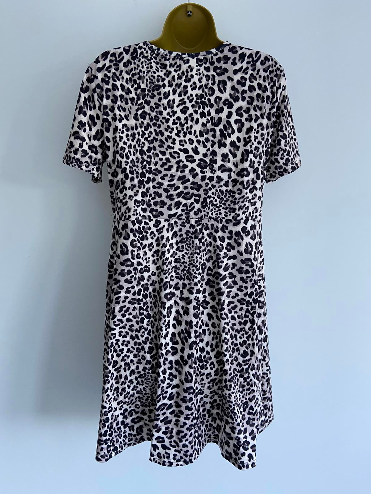 Ladies Leopard Print Twist-Front Tea Dress - Animal Print, Stretchy, Size Large