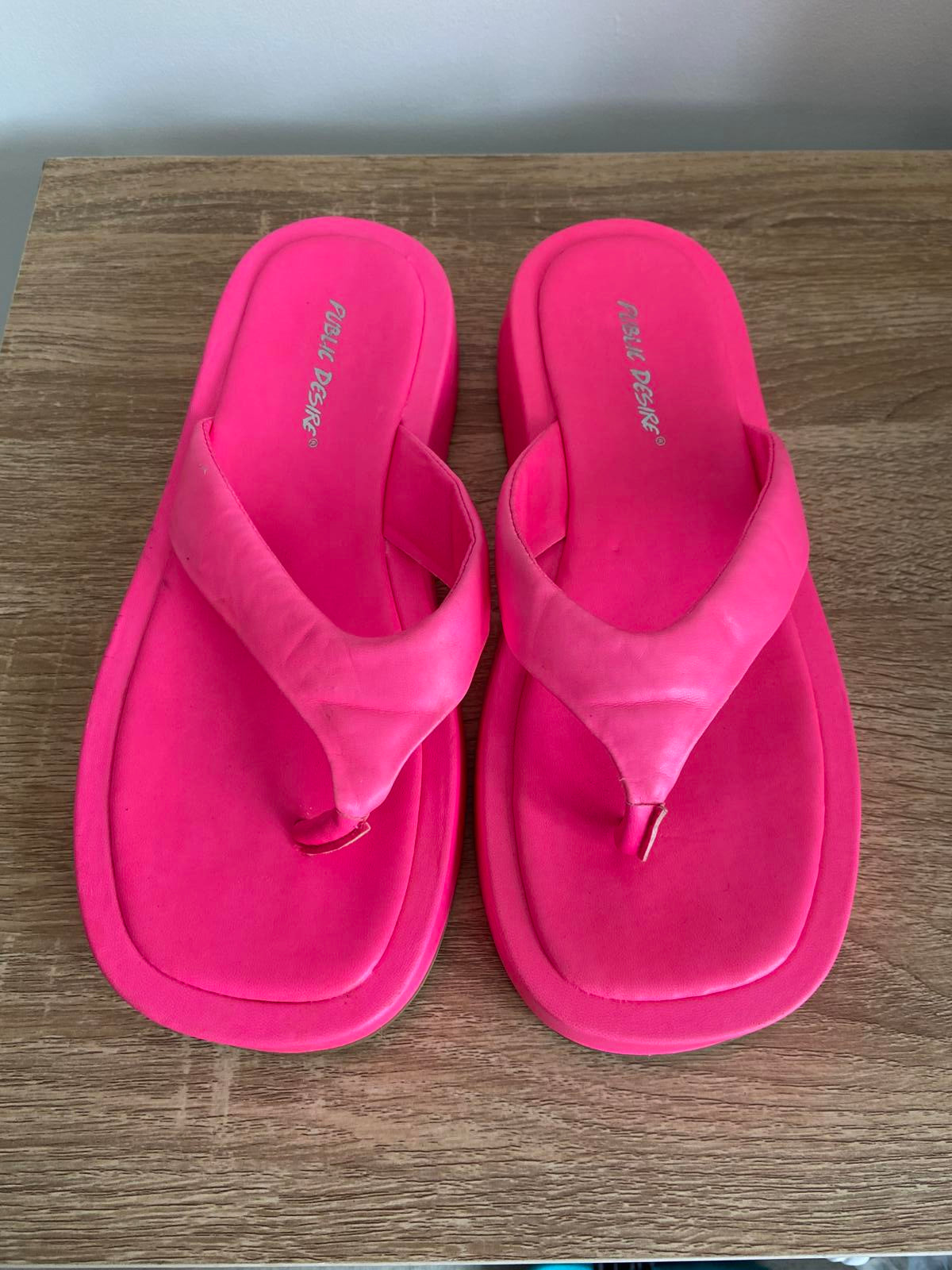 Public Desire Pink Platform Flip-Flops UK Size 5