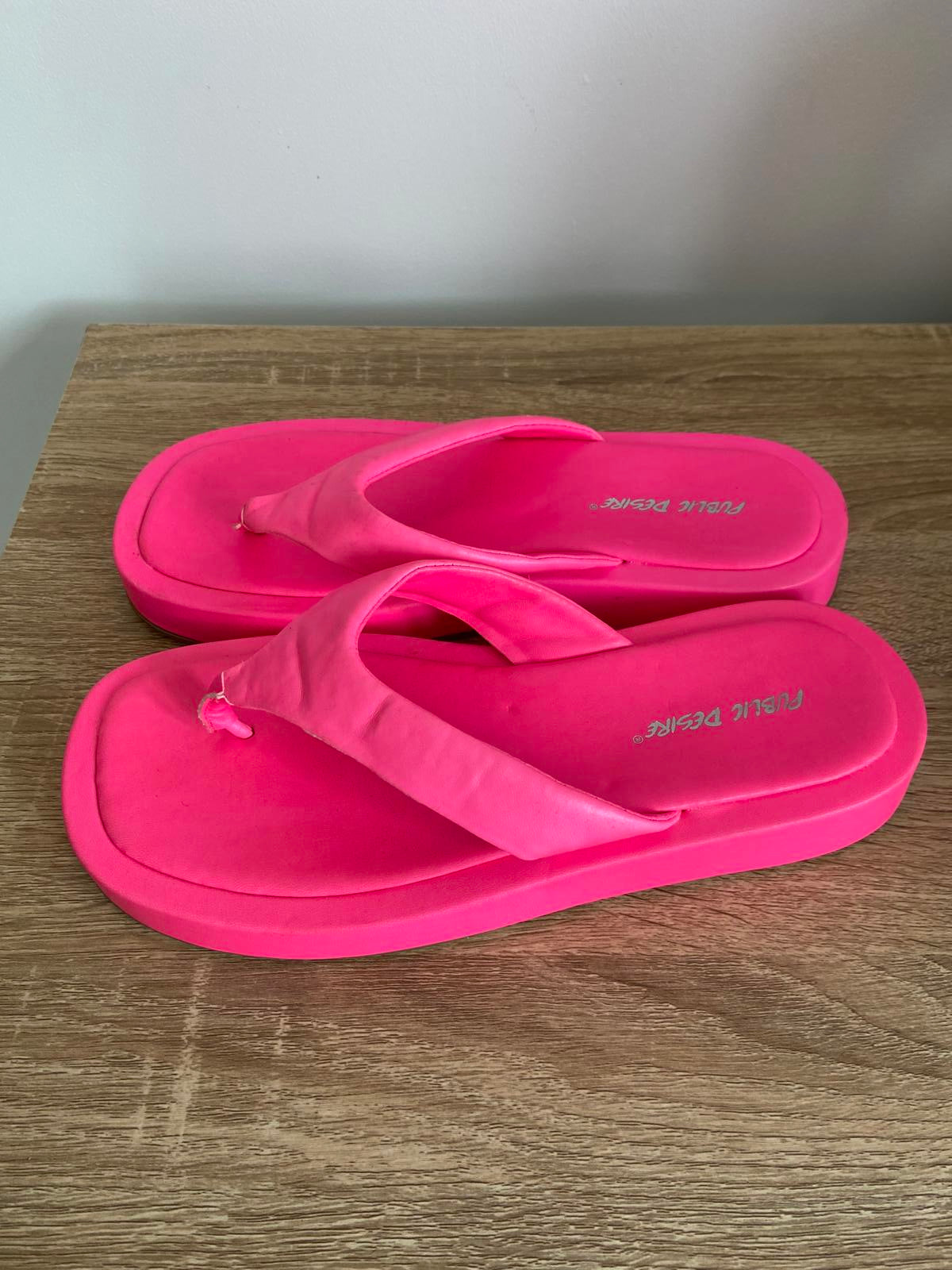 Public Desire Pink Platform Flip-Flops UK Size 5