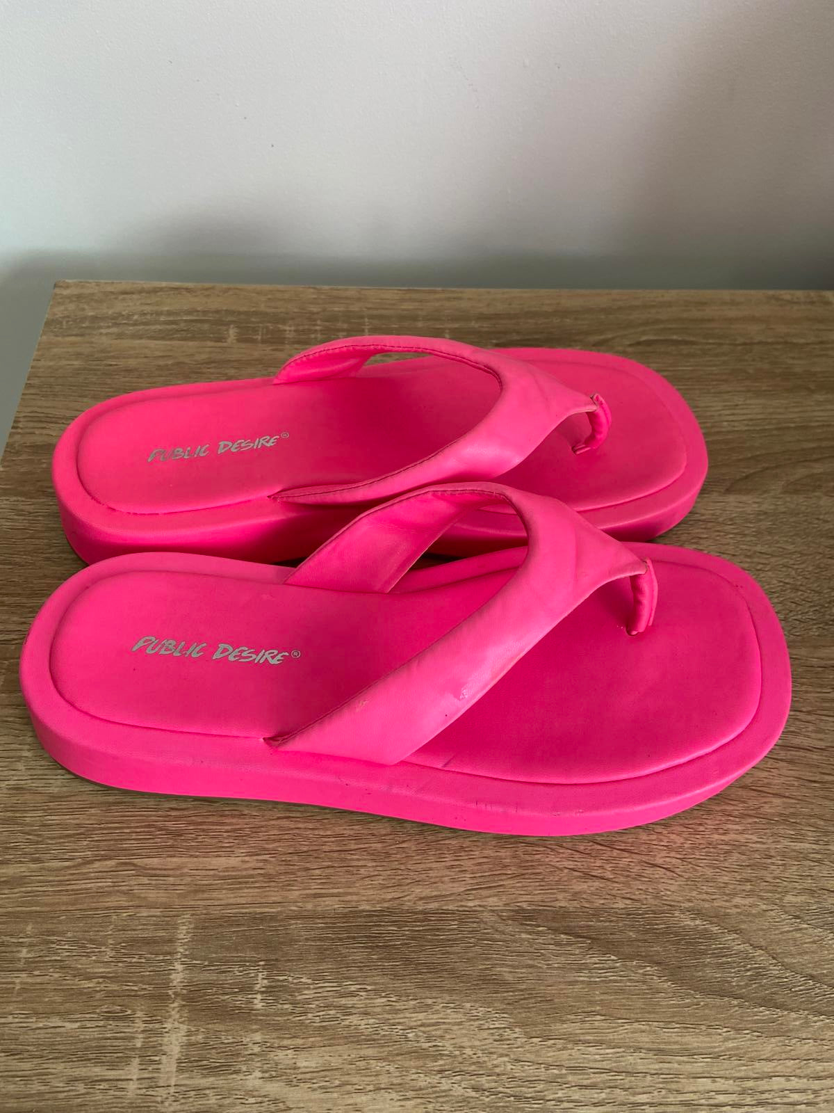 Public Desire Pink Platform Flip-Flops UK Size 5