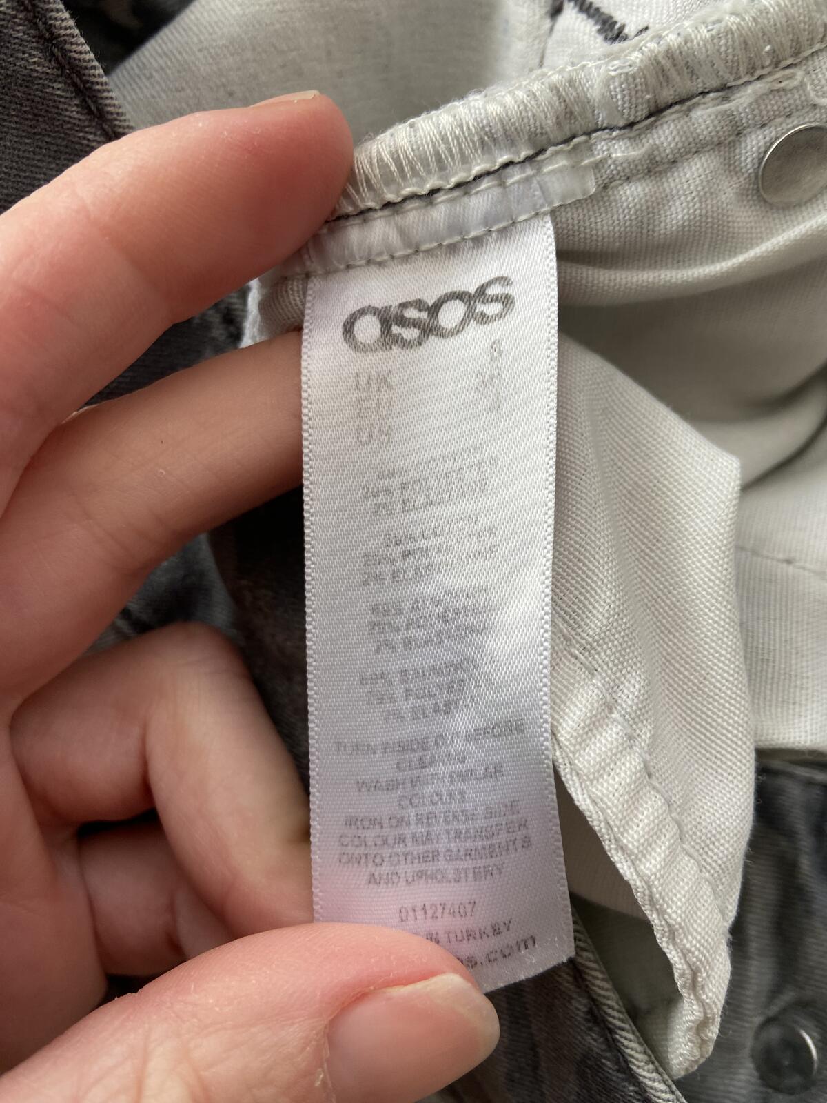 ASOS Camo Print Slim-Fit Trousers Size 6 Grey Green Dusty Pink Jeans