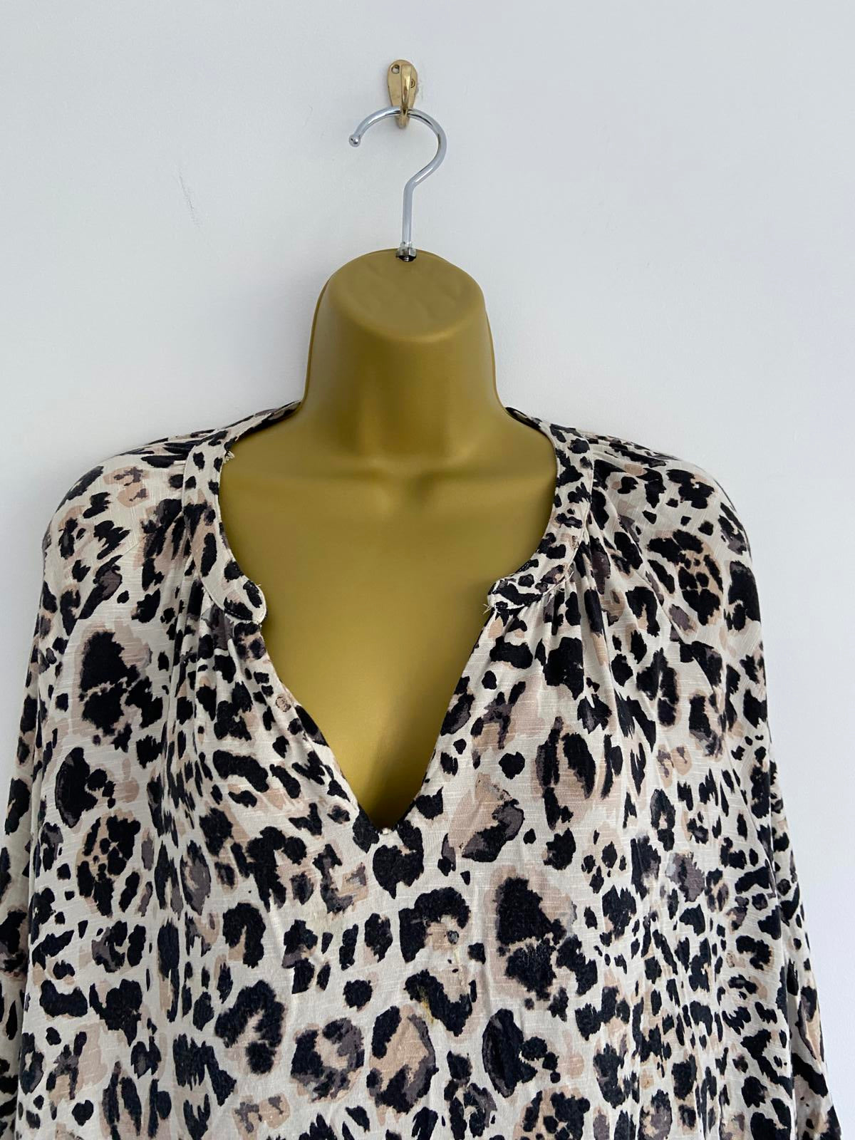 Part Two Ladies Leopard Print V-Neck Blouse - Animal Print, Stretch, Size XL