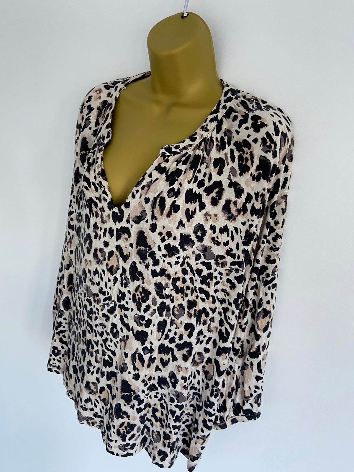Part Two Ladies Leopard Print V-Neck Blouse - Animal Print, Stretch, Size XL