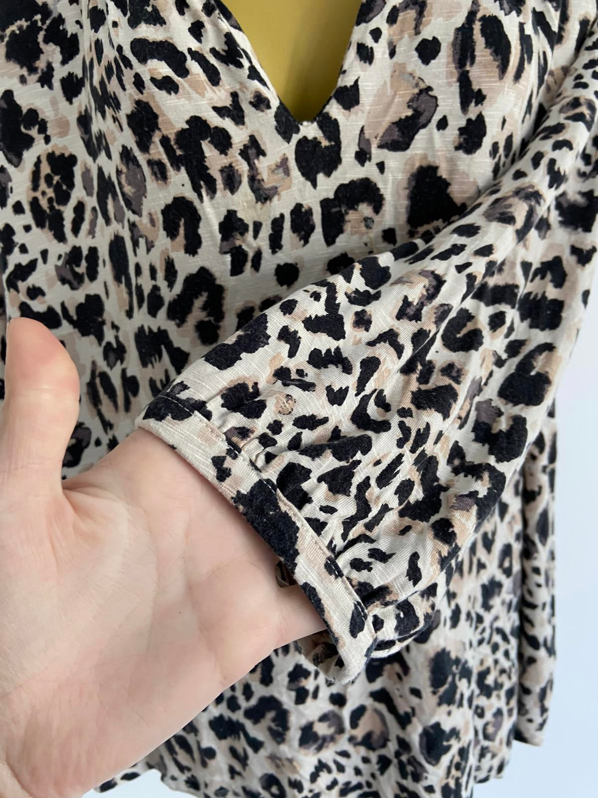 Part Two Ladies Leopard Print V-Neck Blouse - Animal Print, Stretch, Size XL