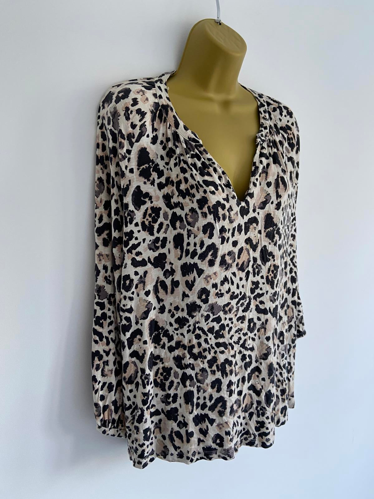 Part Two Ladies Leopard Print V-Neck Blouse - Animal Print, Stretch, Size XL