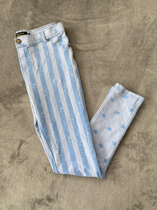 Golddigga Women’s Star & Stripe Print jeggings Jeans UK Size 12