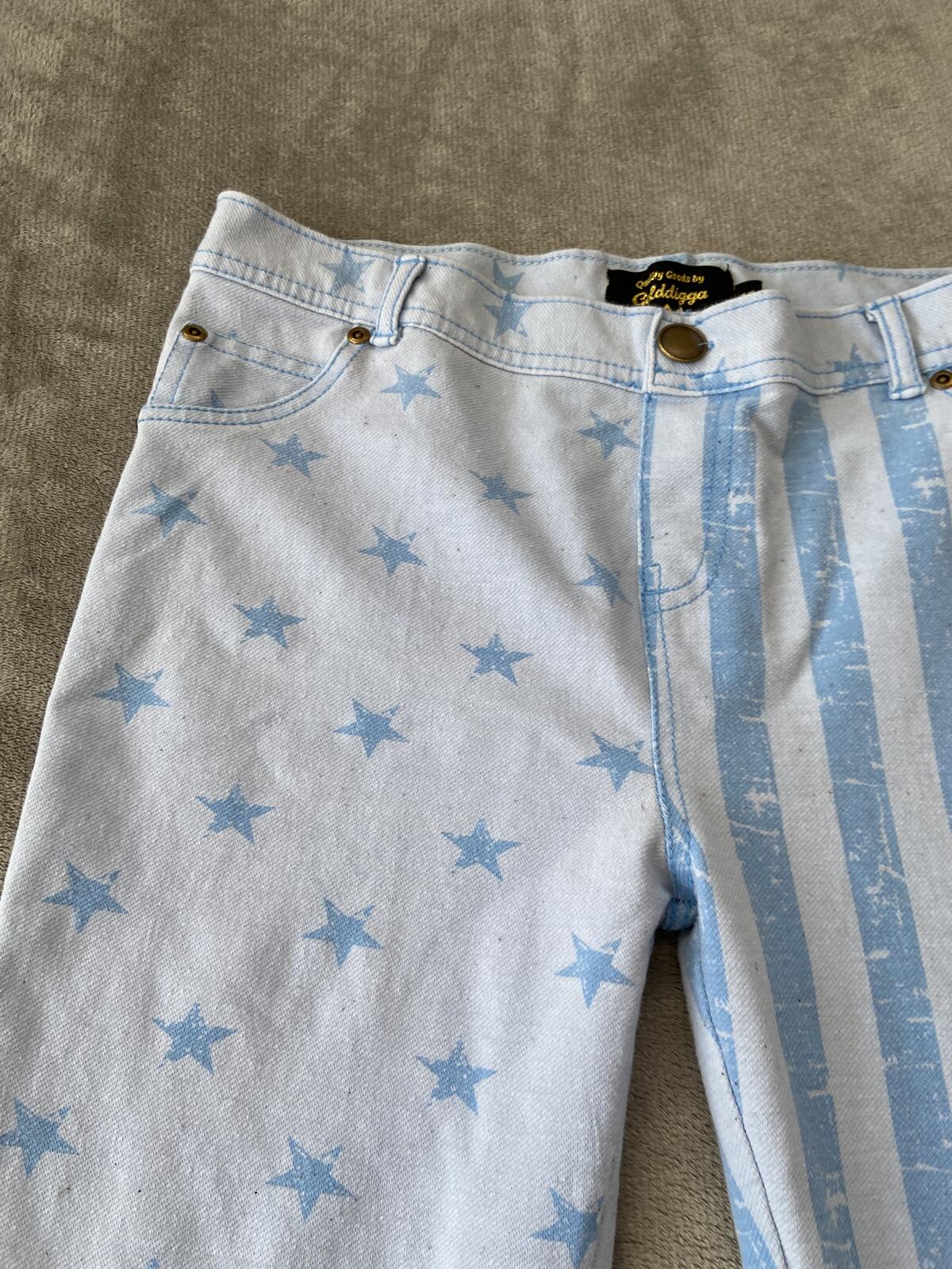 Golddigga Women’s Star & Stripe Print jeggings Jeans UK Size 12