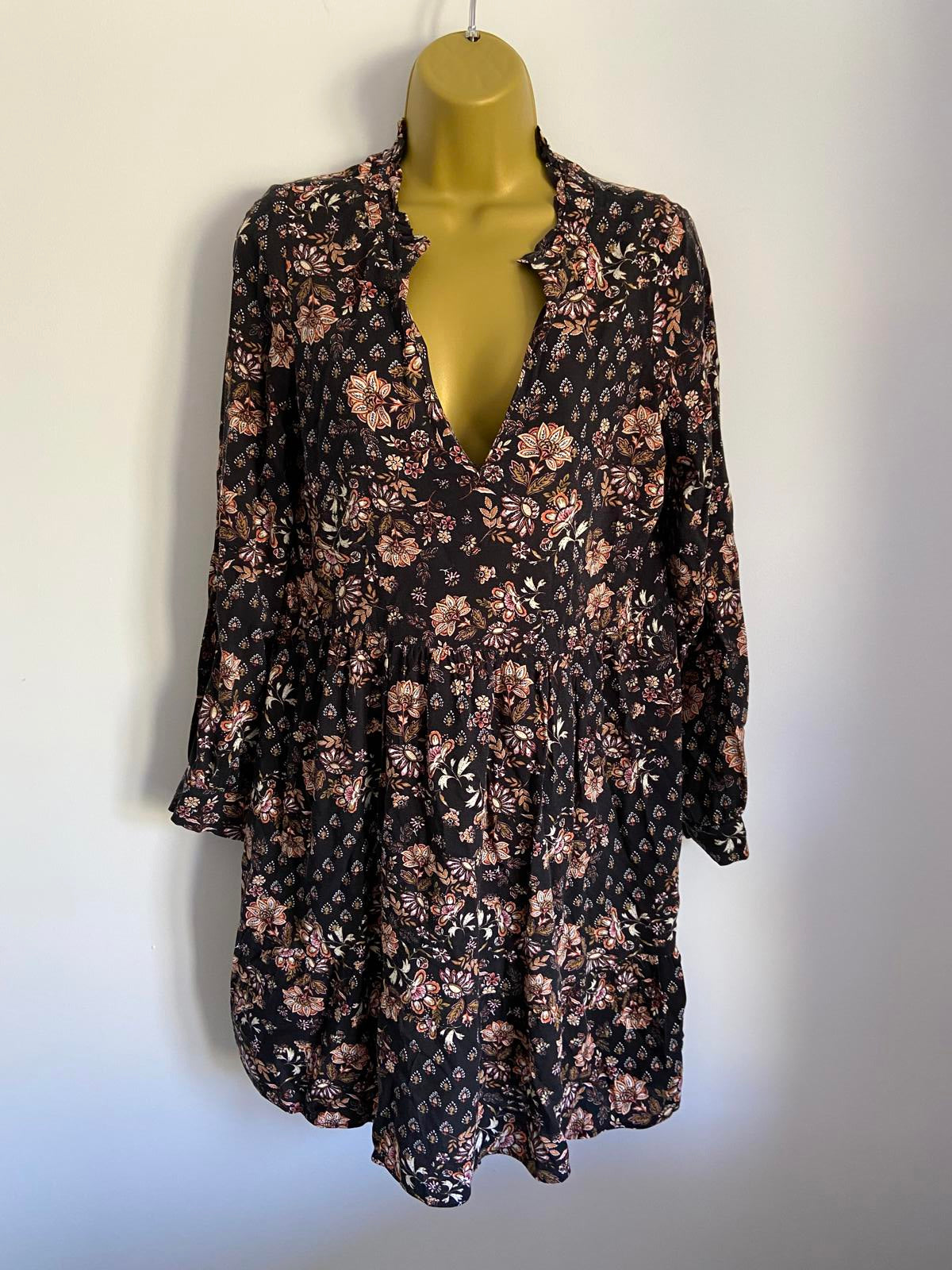 George Ladies Floral Smock Dress - Autumnal Boho Style, 100% Viscose, Size 8