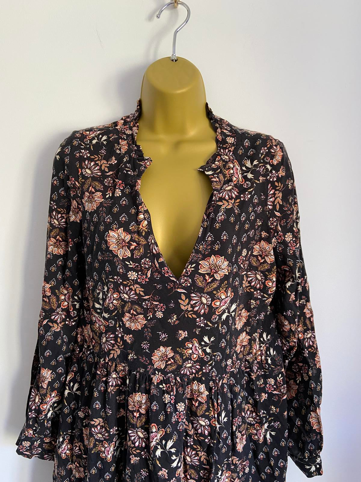 George Ladies Floral Smock Dress - Autumnal Boho Style, 100% Viscose, Size 8