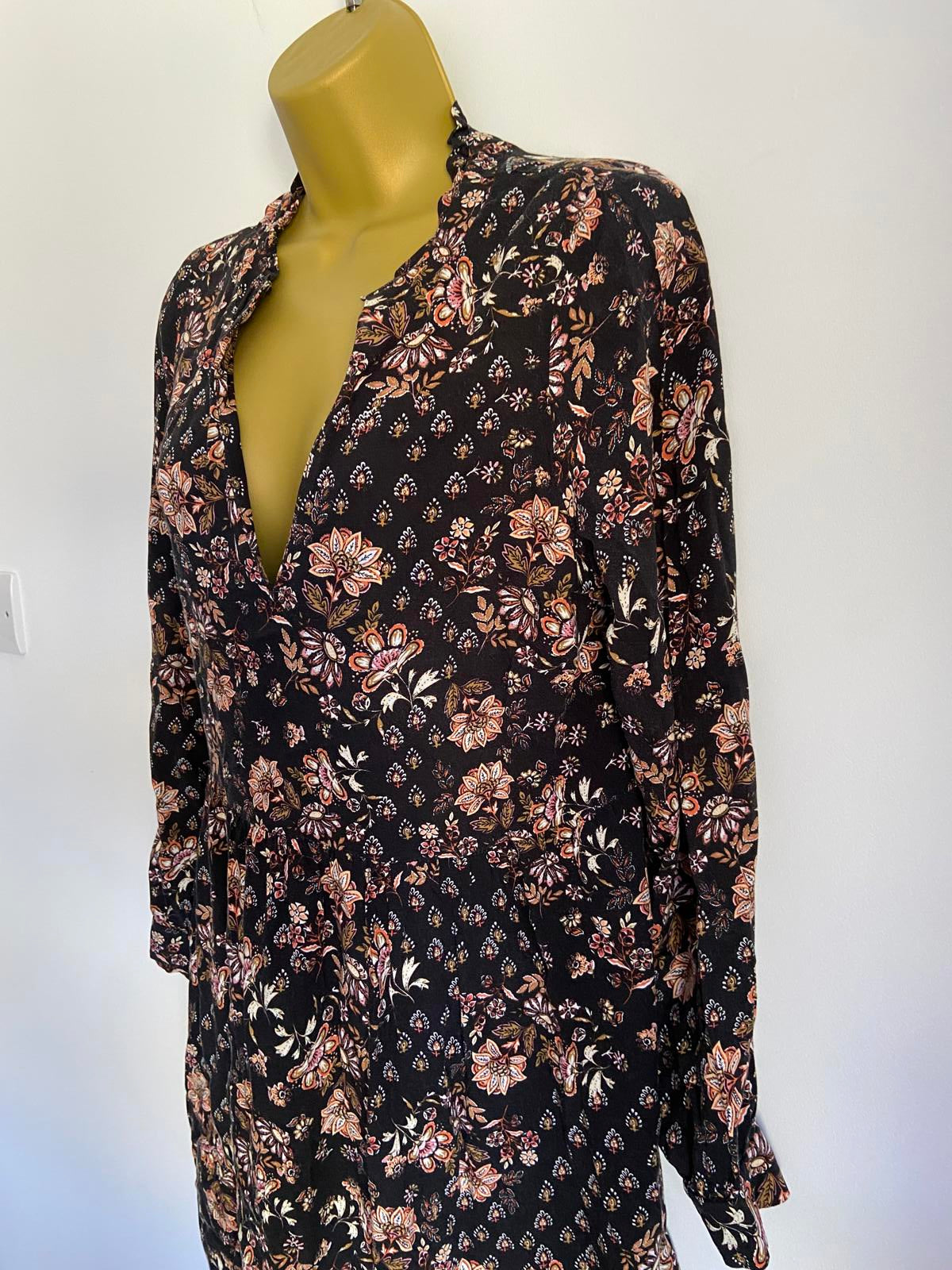George Ladies Floral Smock Dress - Autumnal Boho Style, 100% Viscose, Size 8