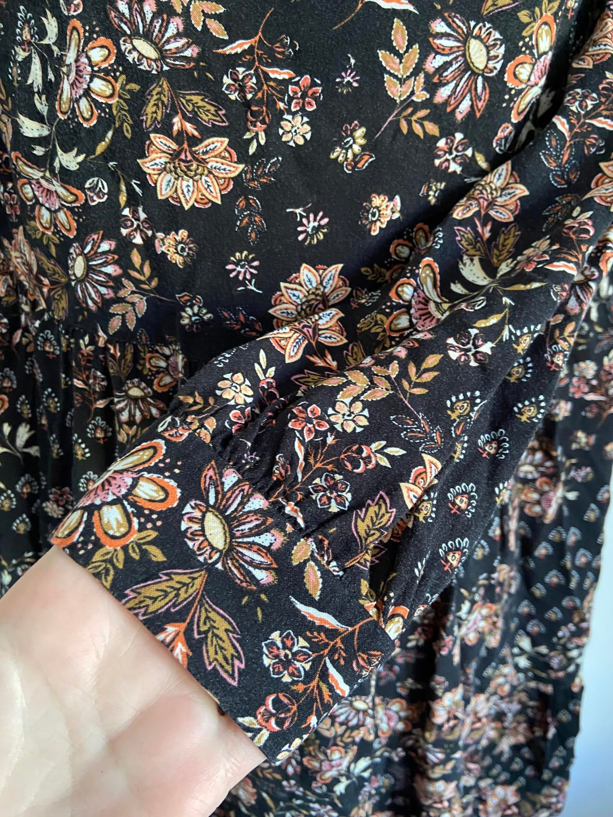 George Ladies Floral Smock Dress - Autumnal Boho Style, 100% Viscose, Size 8