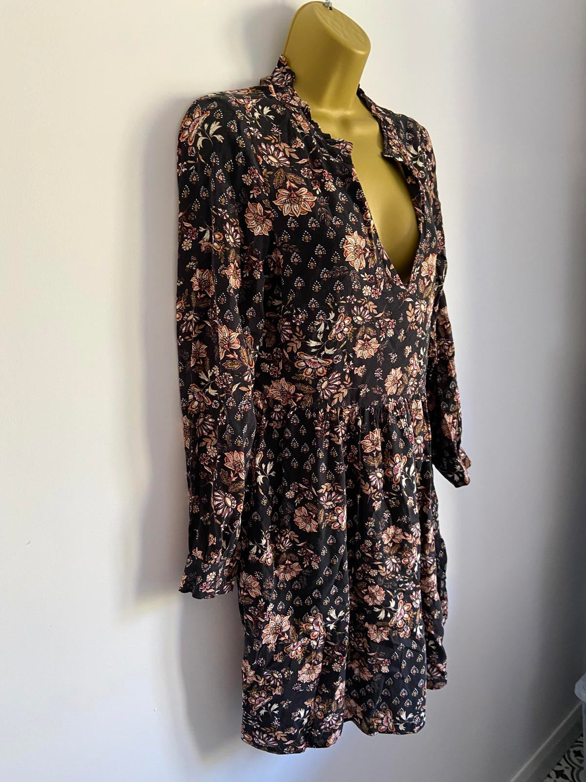 George Ladies Floral Smock Dress - Autumnal Boho Style, 100% Viscose, Size 8