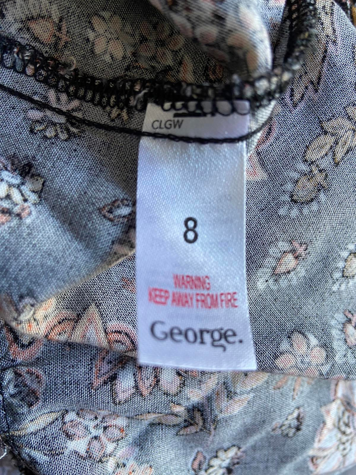 George Ladies Floral Smock Dress - Autumnal Boho Style, 100% Viscose, Size 8