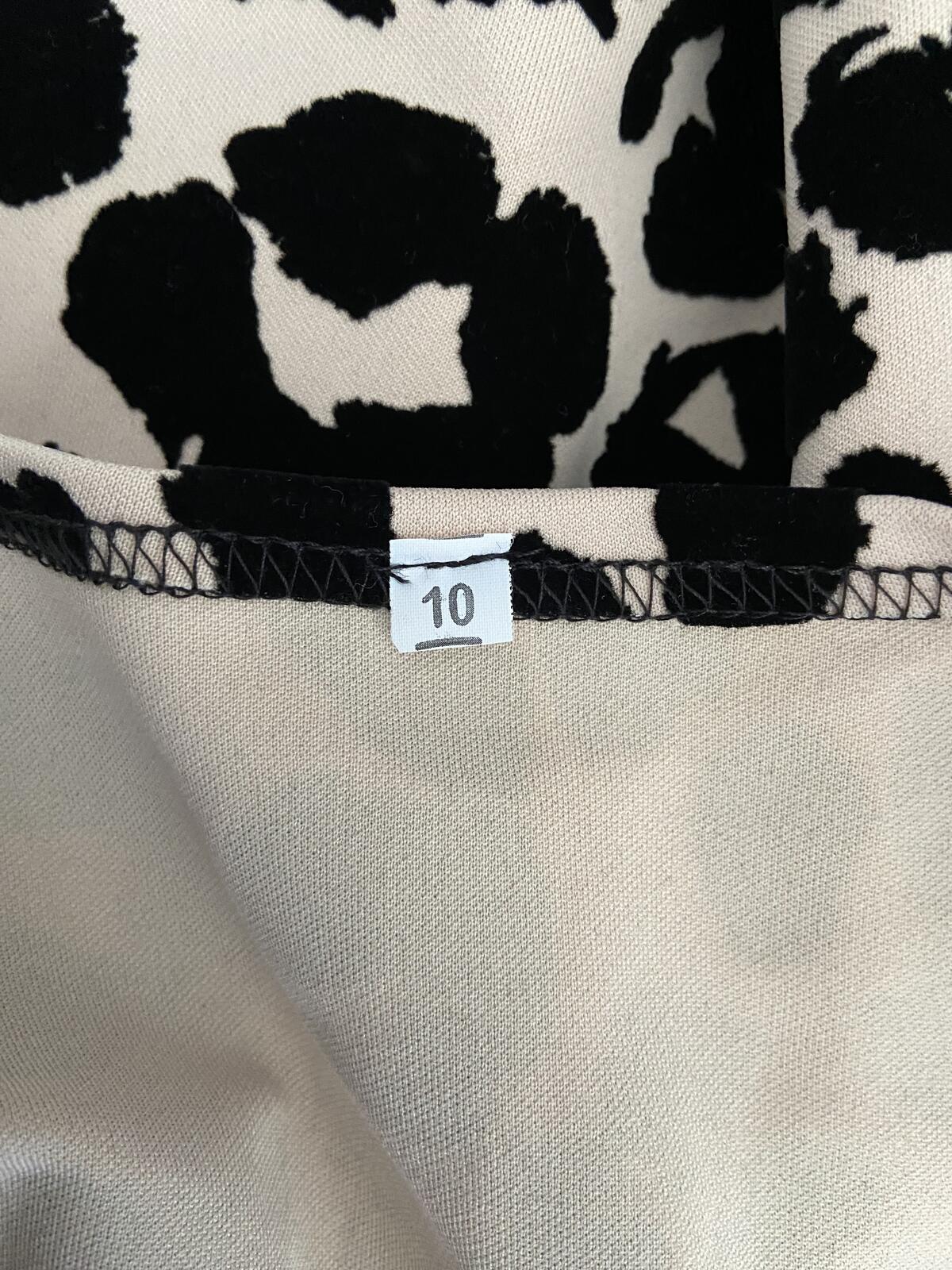 Women’s Cream & Black Leopard Print Velvet Detail Lightweight Jacket Size 10