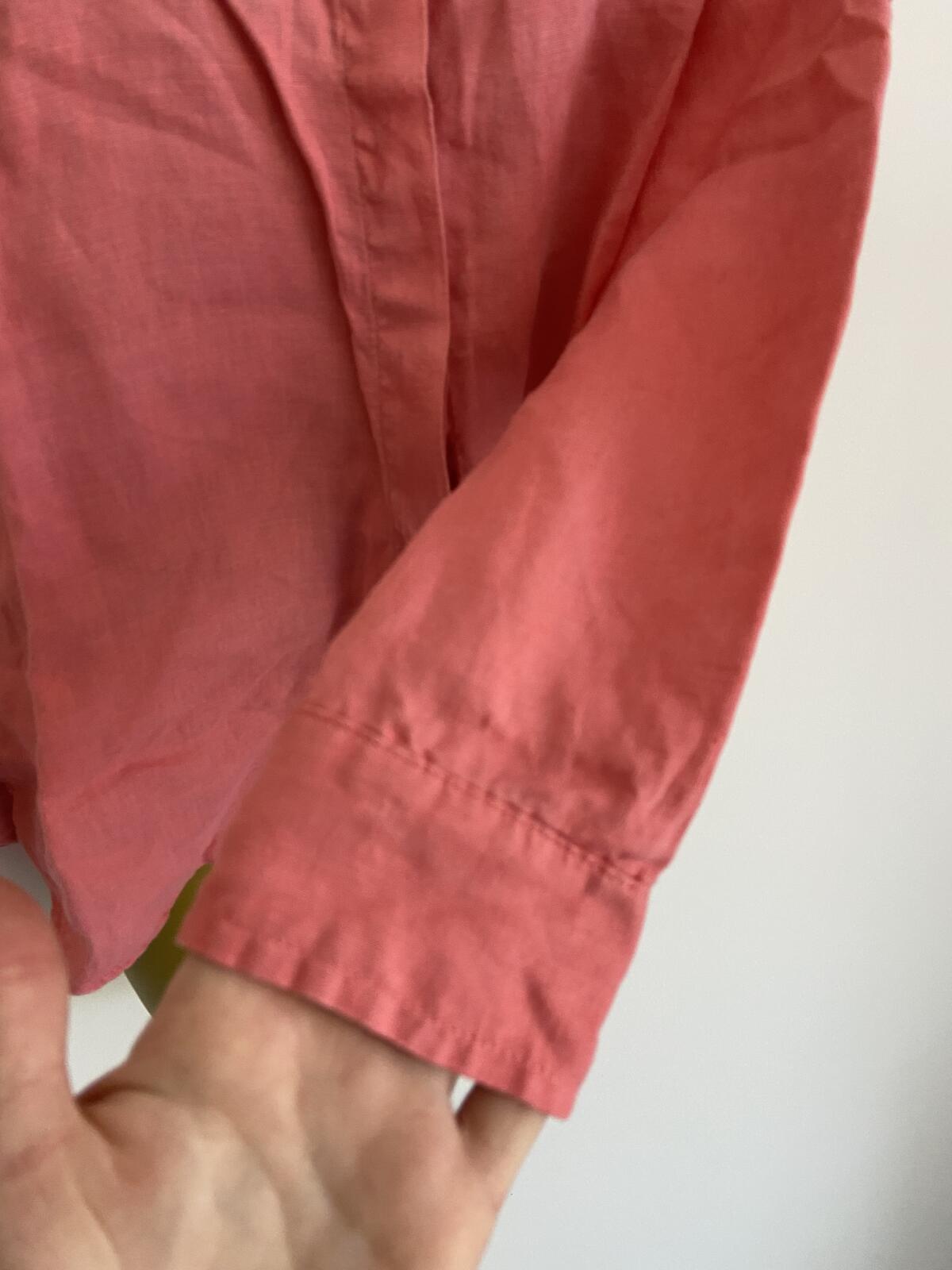 M&S Women’s Watermelon Pink Linen-Look Long Sleeve Blouse Size 8