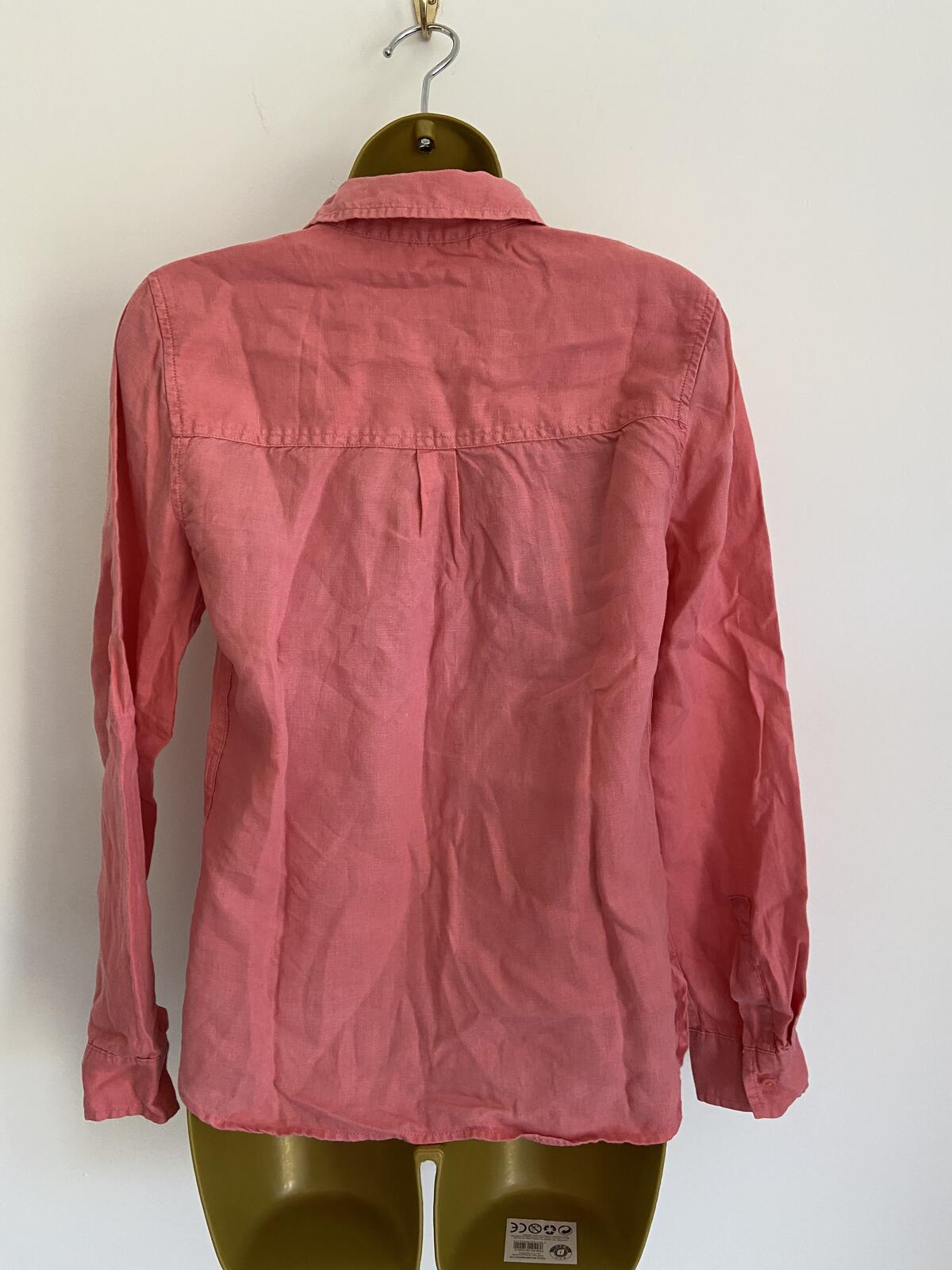 M&S Women’s Watermelon Pink Linen-Look Long Sleeve Blouse Size 8