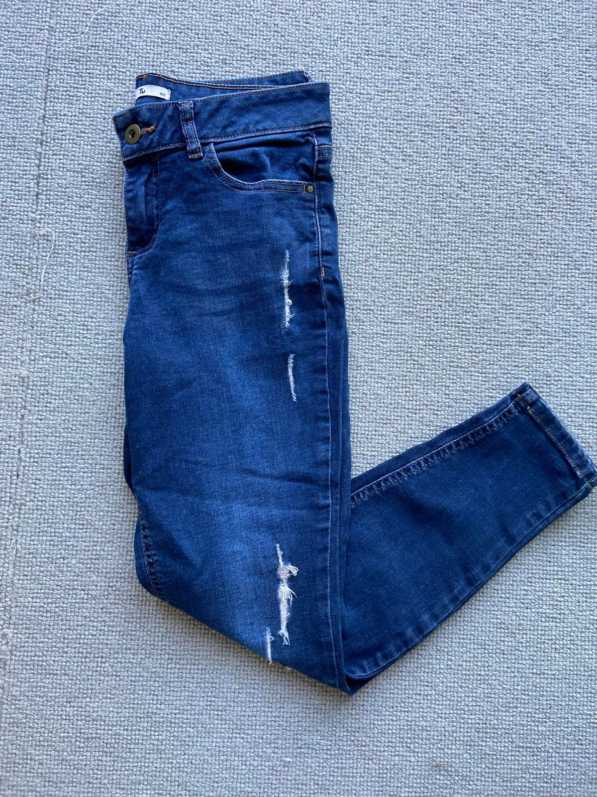 TU Blue Ripped Jeans UK Size 10 Short Excellent Condition