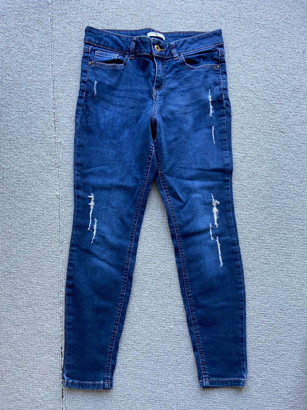 TU Blue Ripped Jeans UK Size 10 Short Excellent Condition
