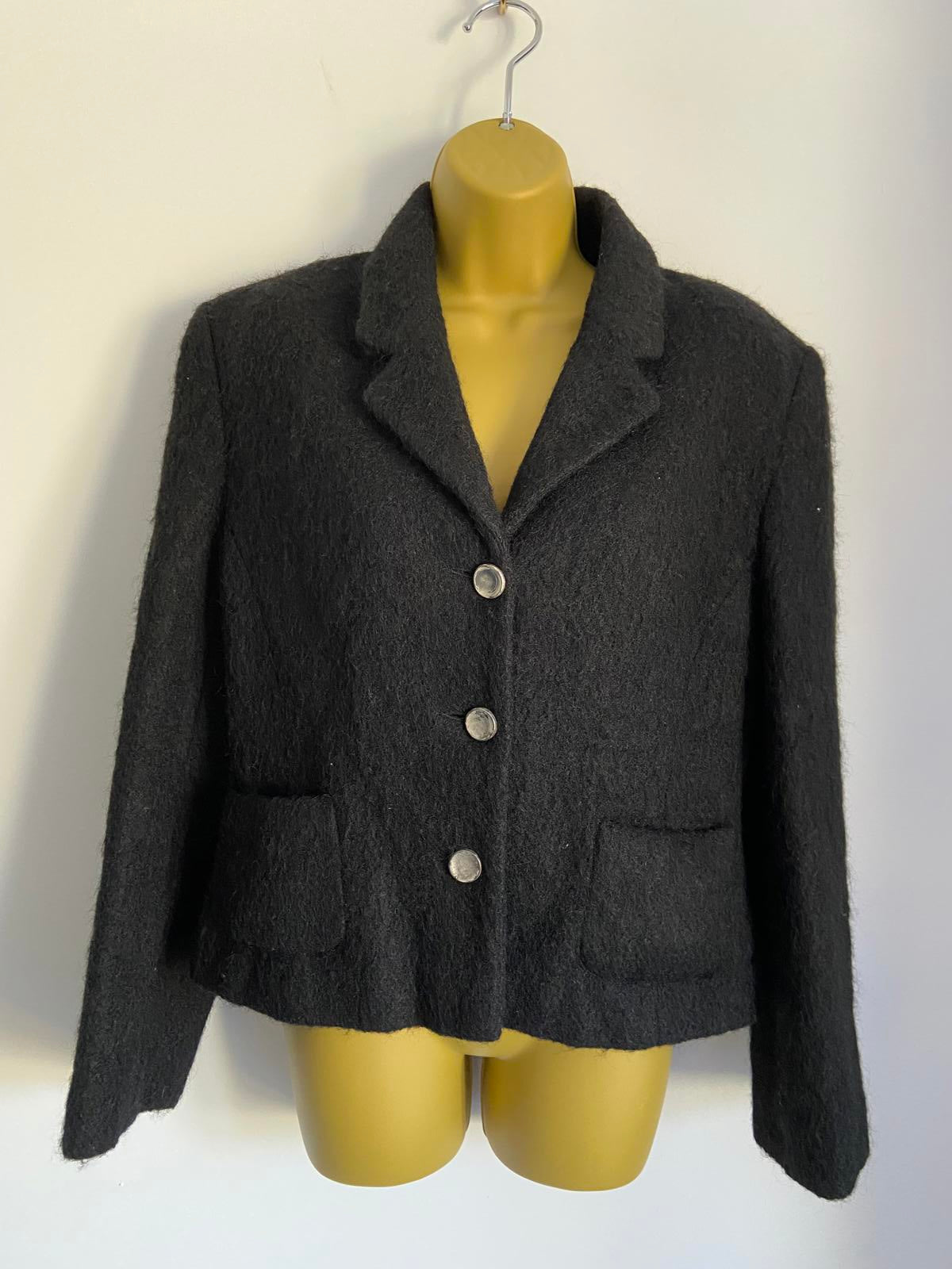 J. Taylor Ladies Black Wool & Mohair Blend Blazer, Winter Jacket, Size 10