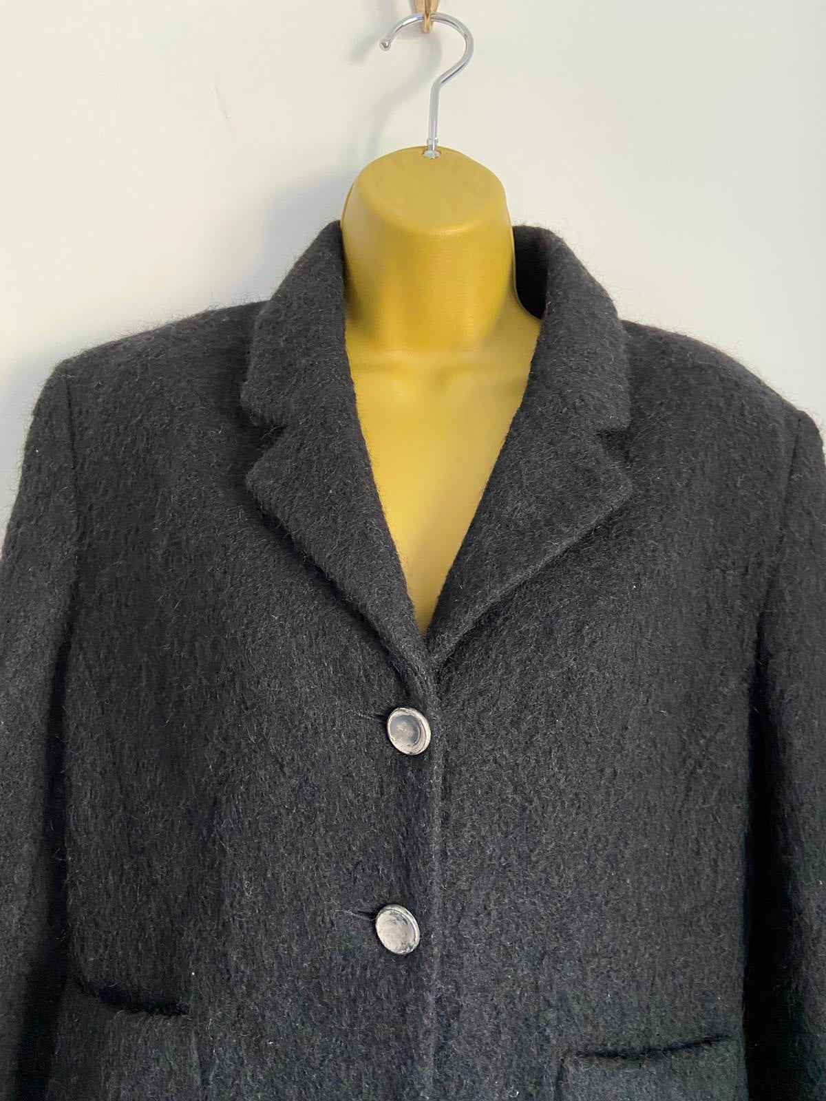 J. Taylor Ladies Black Wool & Mohair Blend Blazer, Winter Jacket, Size 10
