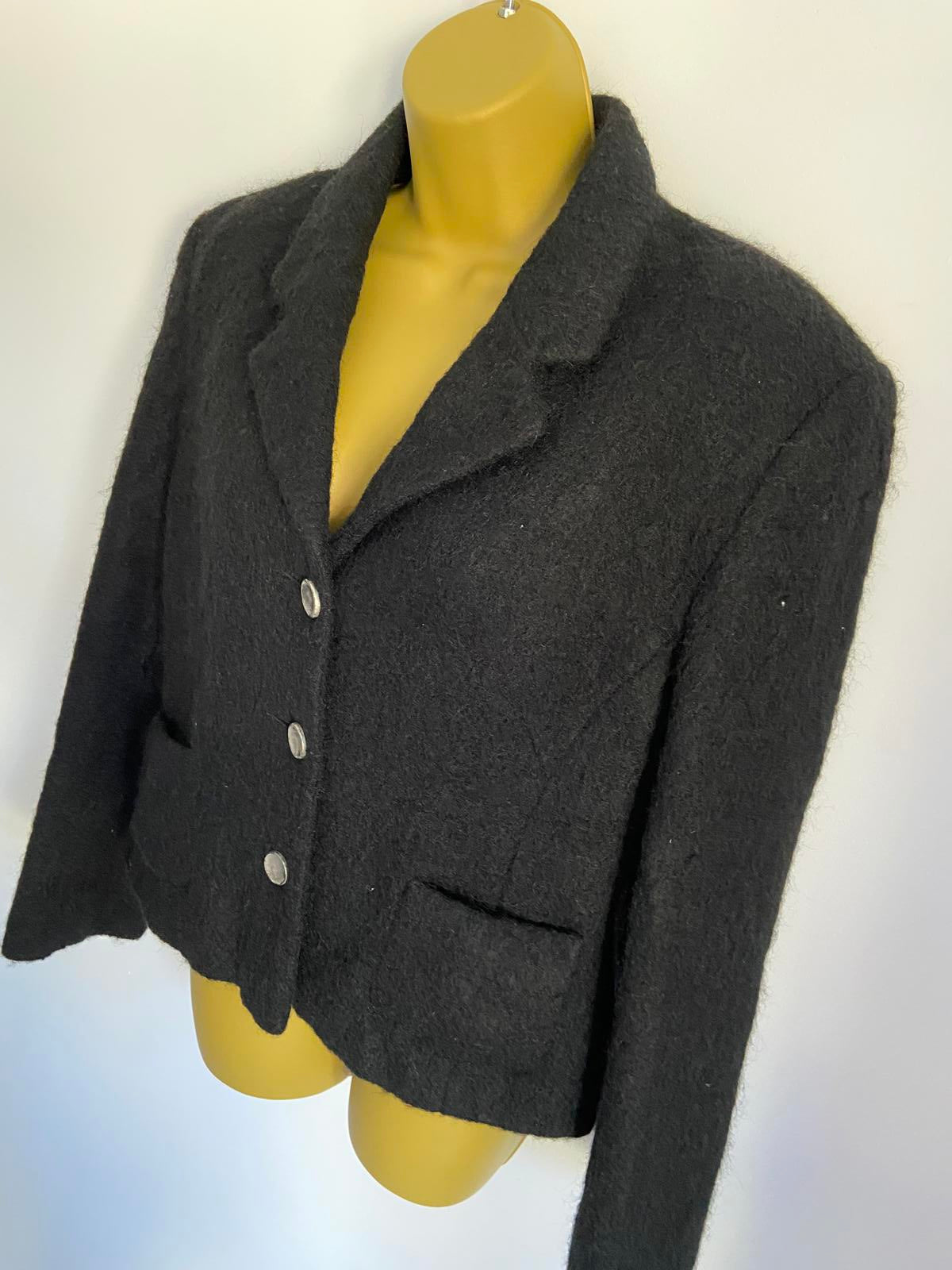 J. Taylor Ladies Black Wool & Mohair Blend Blazer, Winter Jacket, Size 10