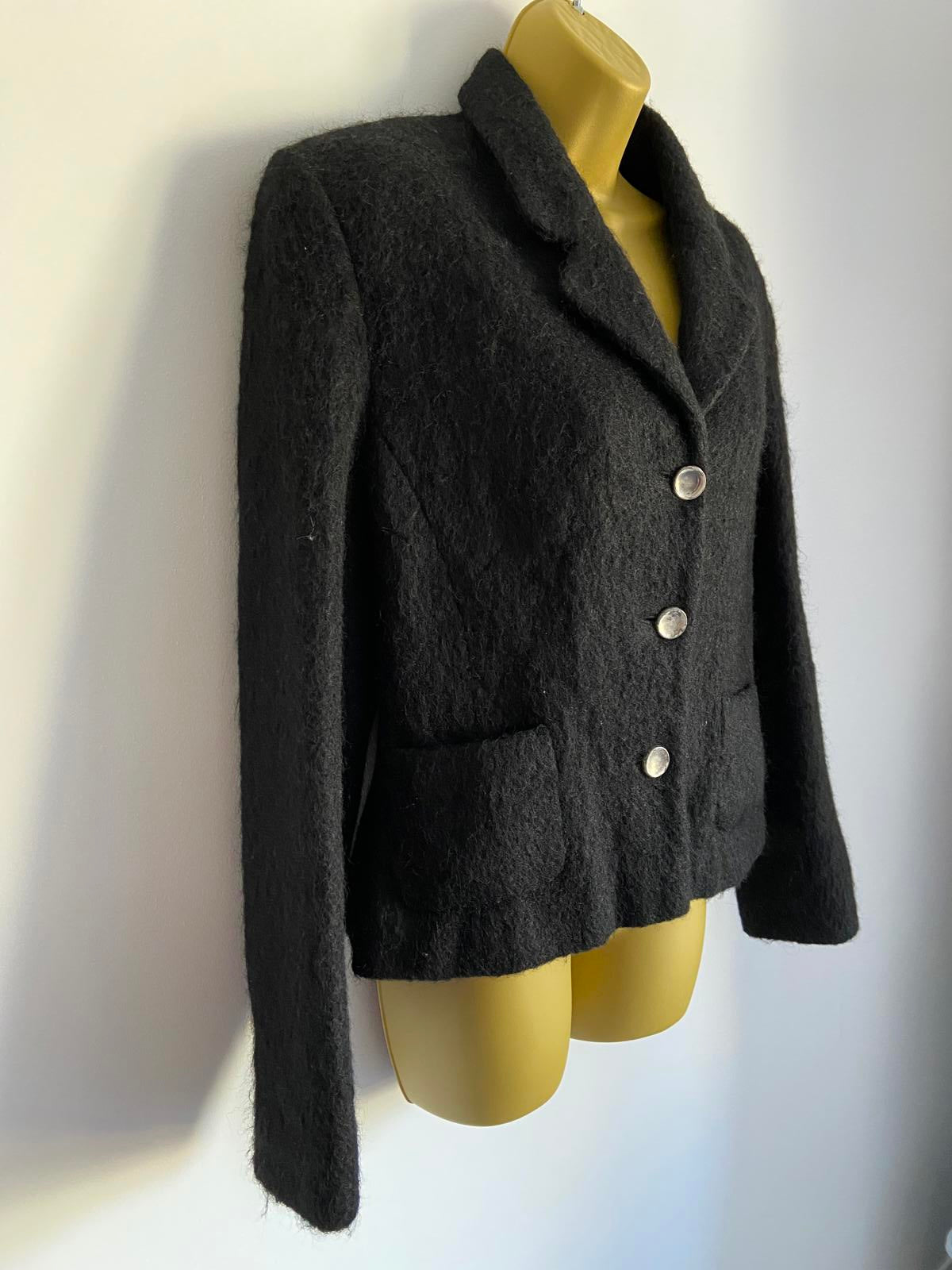 J. Taylor Ladies Black Wool & Mohair Blend Blazer, Winter Jacket, Size 10