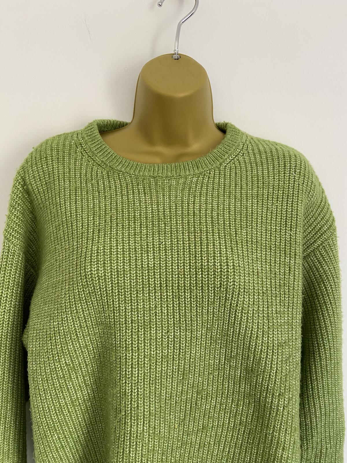 M&S Bright Green Ribbed Crew Neck Jumper Size M