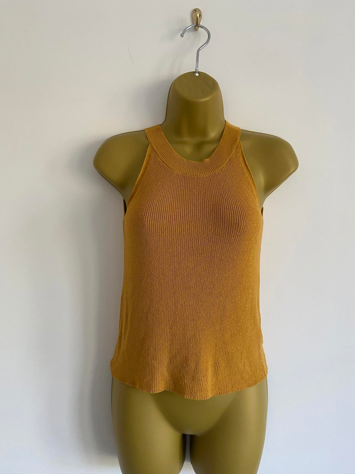 Topshop Mustard Sleeveless Knit Top | Round Neck | Excellent Condition
