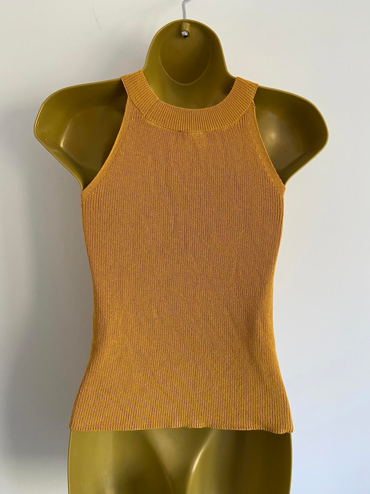 Topshop Mustard Sleeveless Knit Top | Round Neck | Excellent Condition