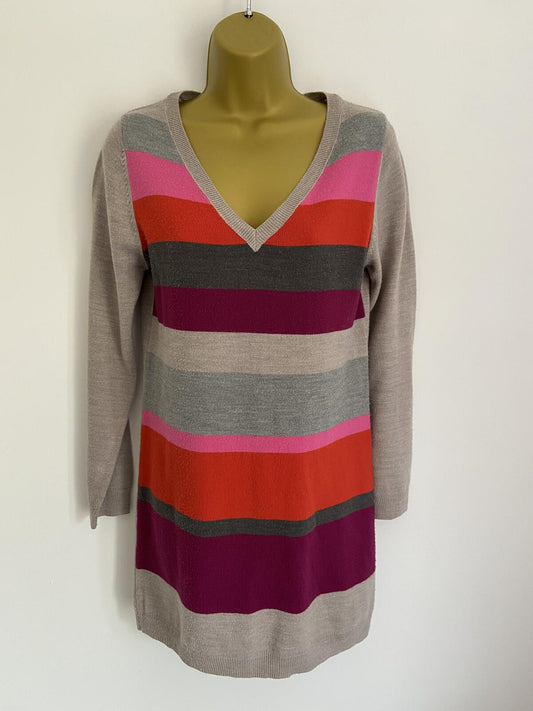 TU Women’s Multi-Coloured Striped Longline V-Neck Jumper Dress