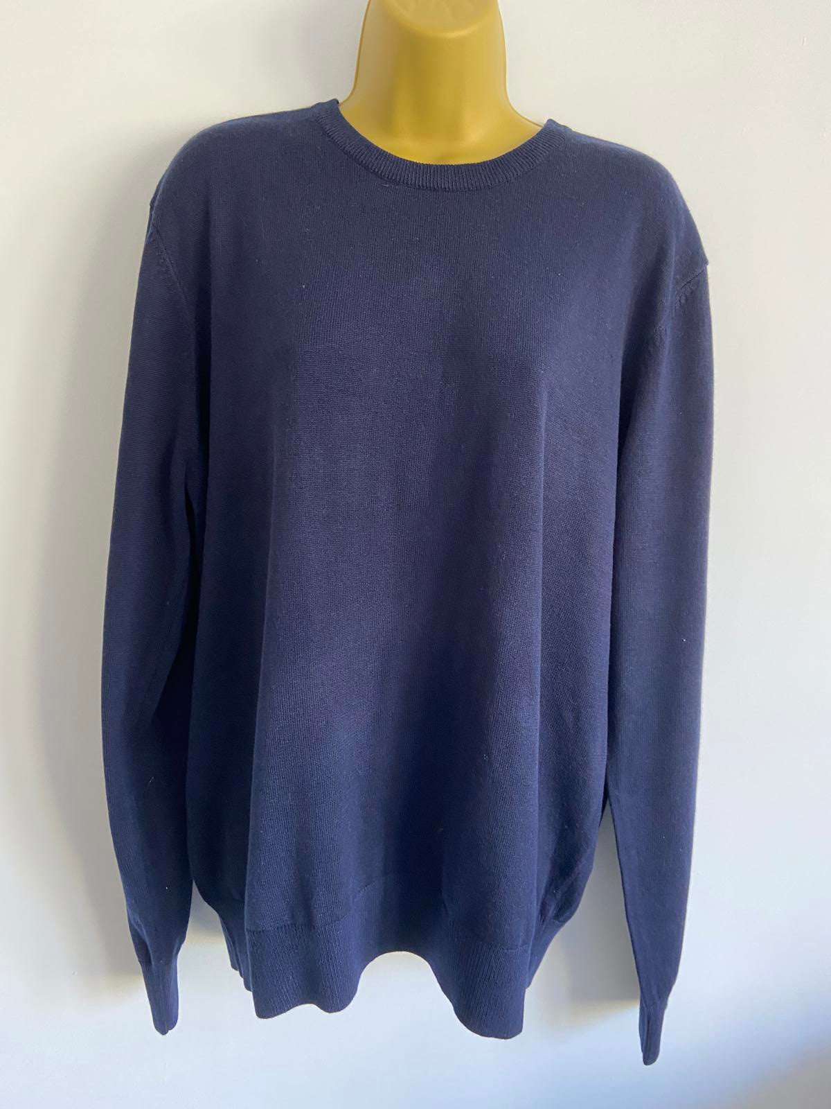 Mowbray Great Britain Navy Sweater | Men's Size Large | Striped Sleeve Detail