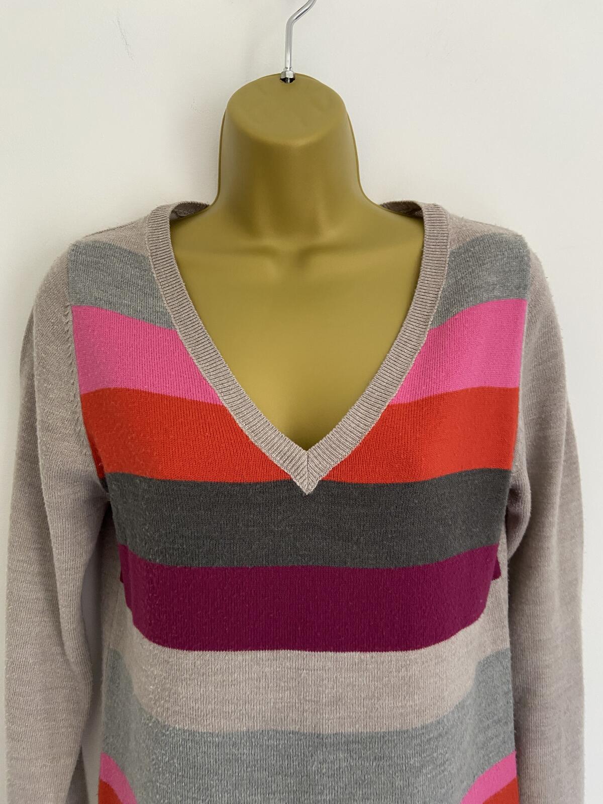 TU Women’s Multi-Coloured Striped Longline V-Neck Jumper Dress