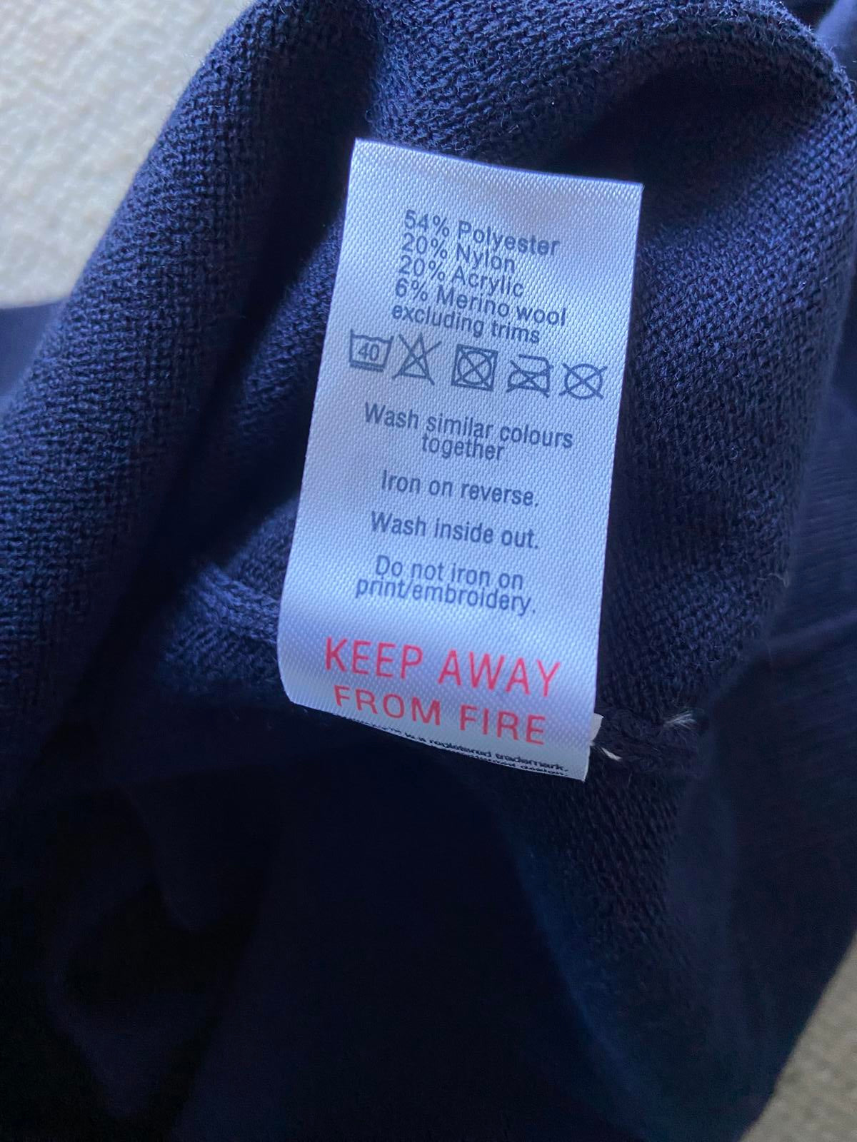 Mowbray Great Britain Navy Sweater | Men's Size Large | Striped Sleeve Detail