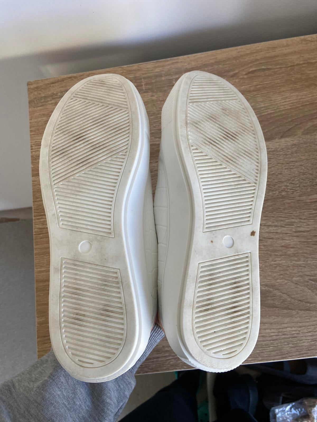 Papaya White Snakeskin Trainers | UK Size 6 | Diamante & Pink Detail