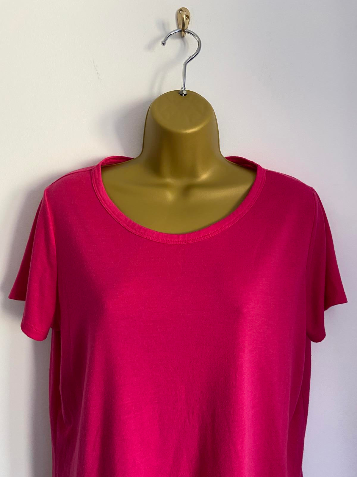 Marks & Spencer Ladies Bright Pink T-Shirt - Scoop Neck, Soft Jersey, Size 14