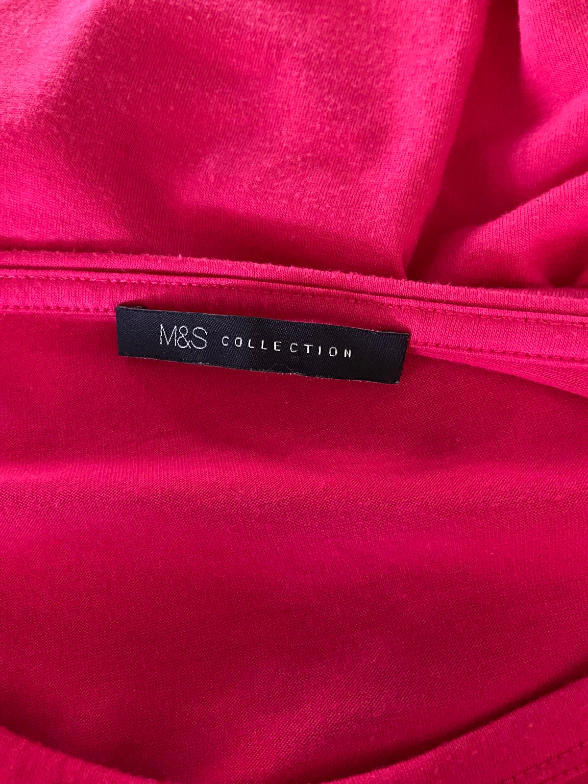 Marks & Spencer Ladies Bright Pink T-Shirt - Scoop Neck, Soft Jersey, Size 14