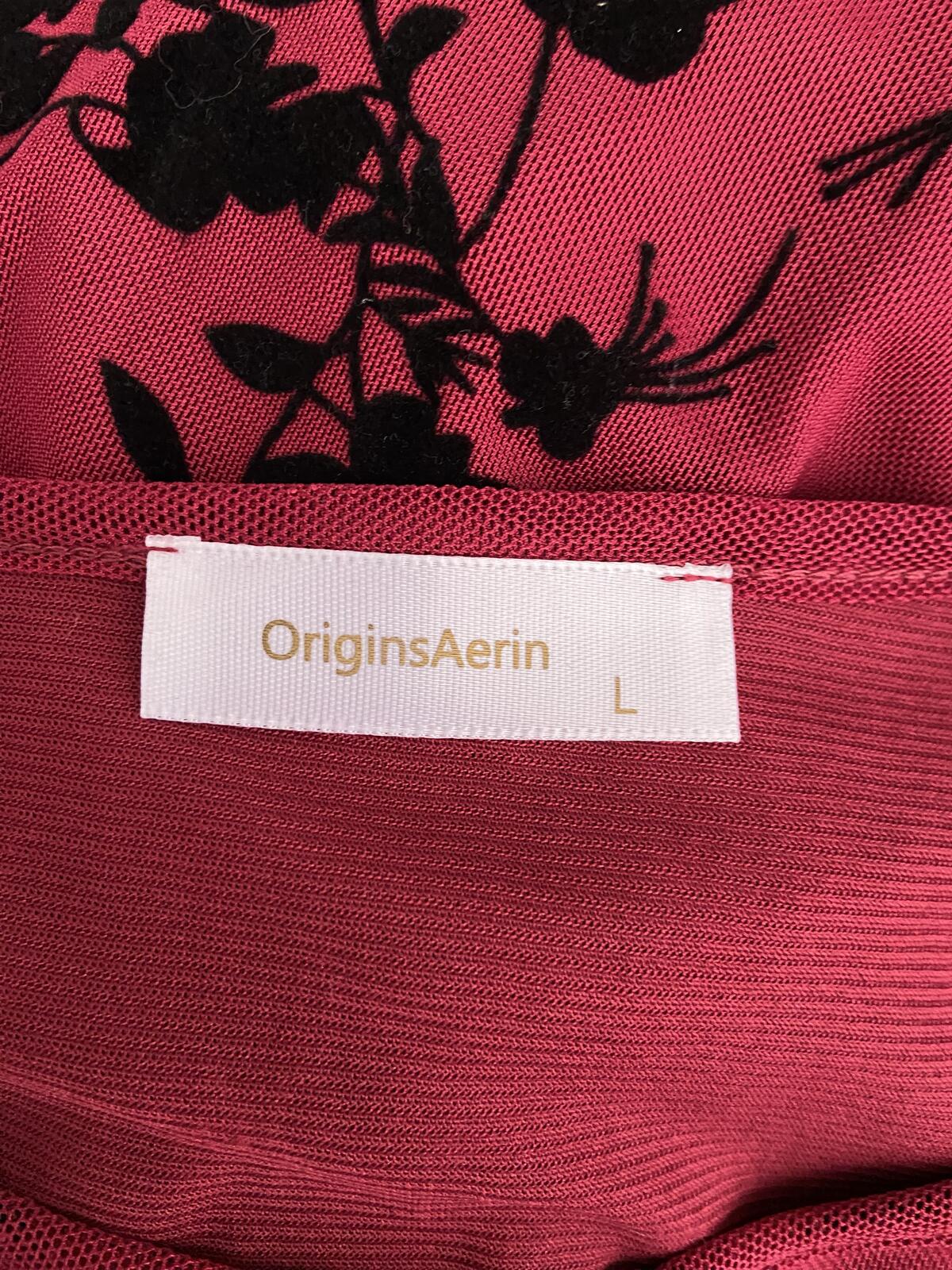Originals Aerin Red & Black Velvet Floral Blouse Size L