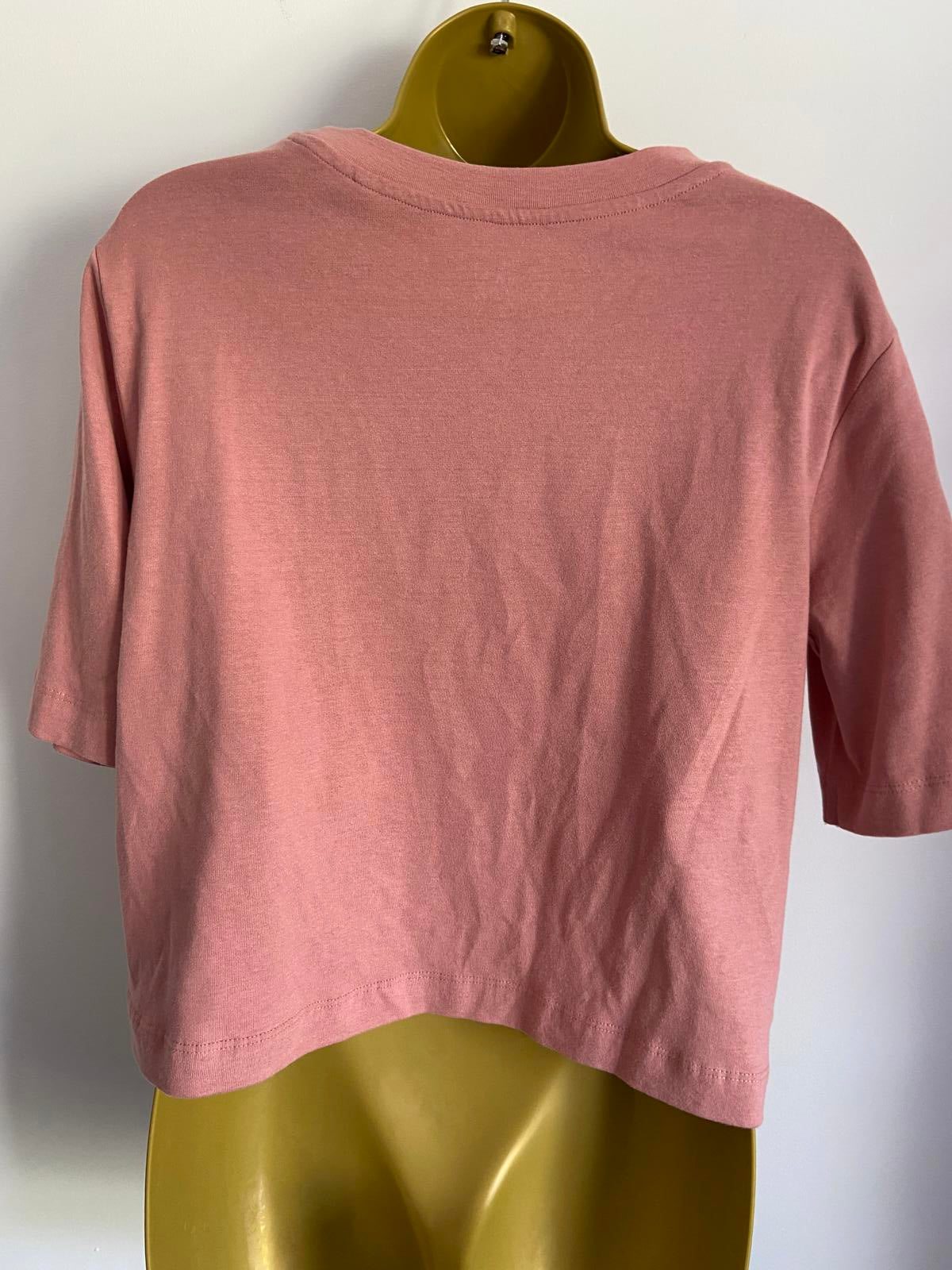 Tu Ladies Dusty Pink Embellished Cropped T-Shirt, Boxy Fit, 100% Cotton, Size XS