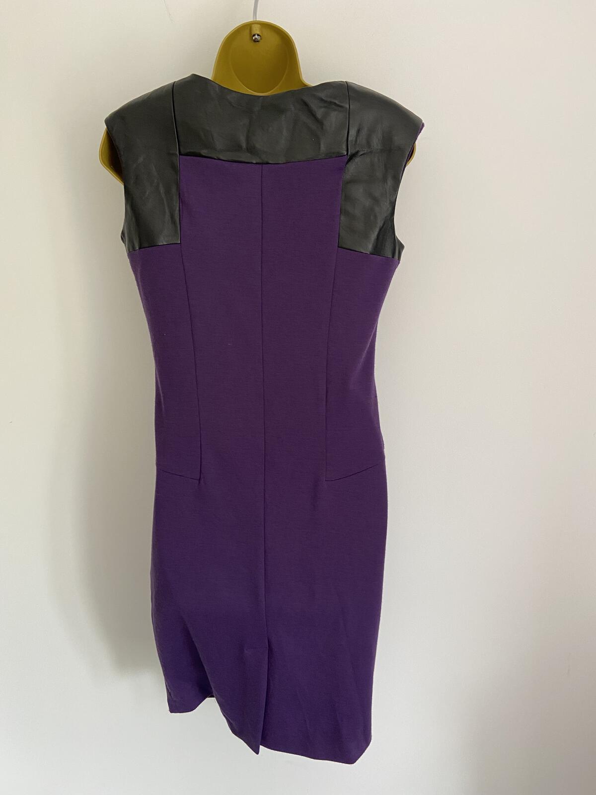 Dorothy Perkins Purple Sleeveless Dress With Leatherette Detail Size 10