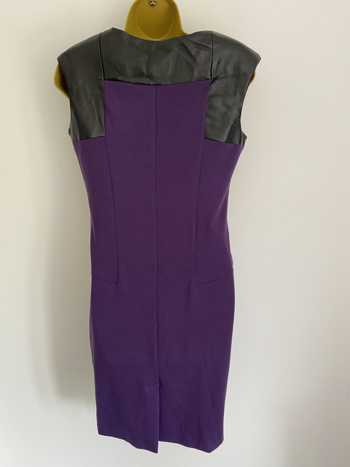 Dorothy Perkins Purple Sleeveless Dress With Leatherette Detail Size 10