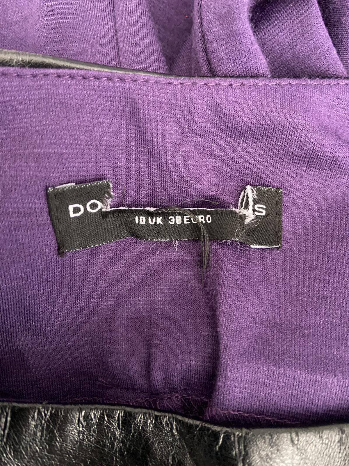 Dorothy Perkins Purple Sleeveless Dress With Leatherette Detail Size 10