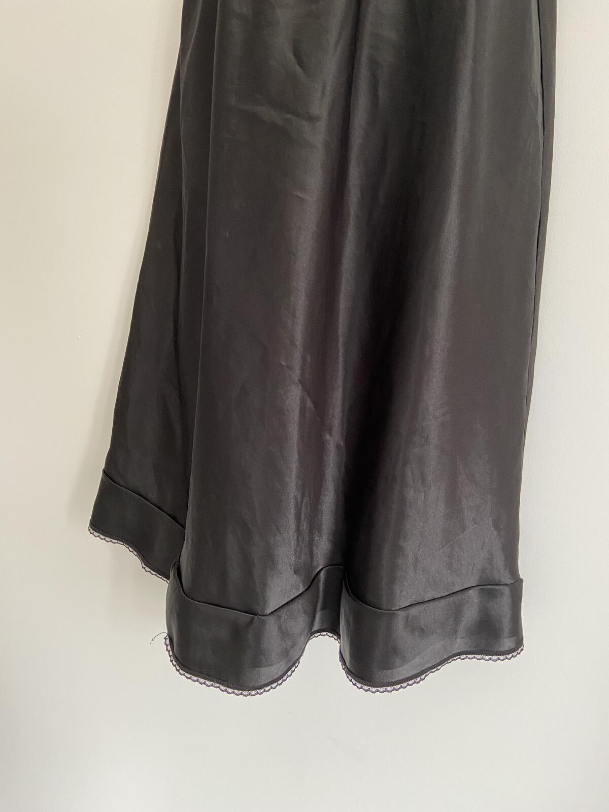 Elegant Black Satin & Lace Camisole Night Dress Size 10