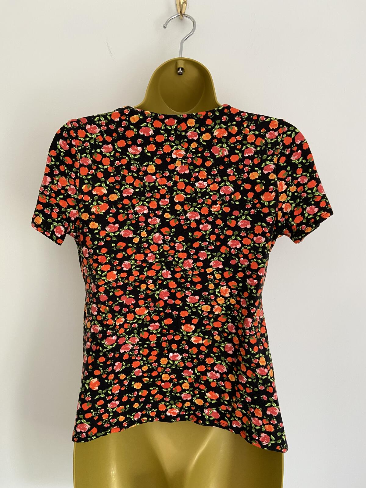 Dorothy Perkins Women’s Fitted Floral Tie-Front T-Shirt Size 10