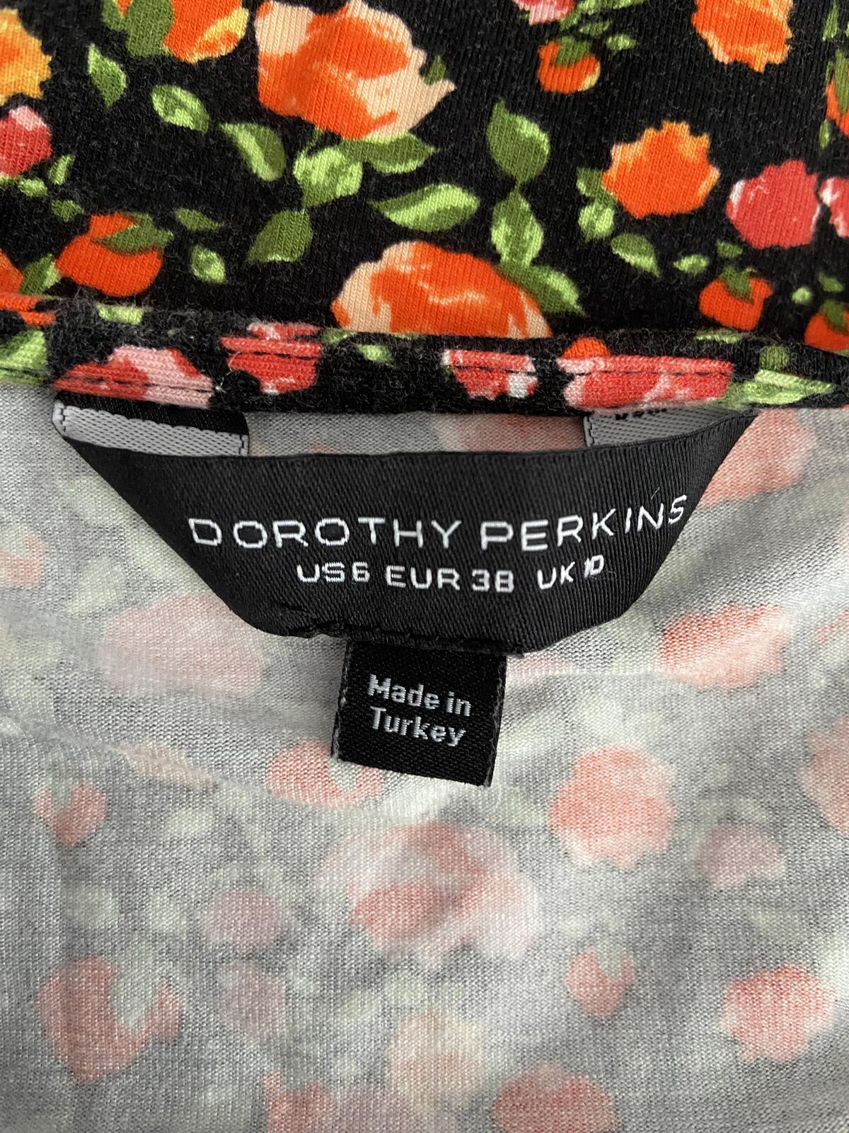 Dorothy Perkins Women’s Fitted Floral Tie-Front T-Shirt Size 10