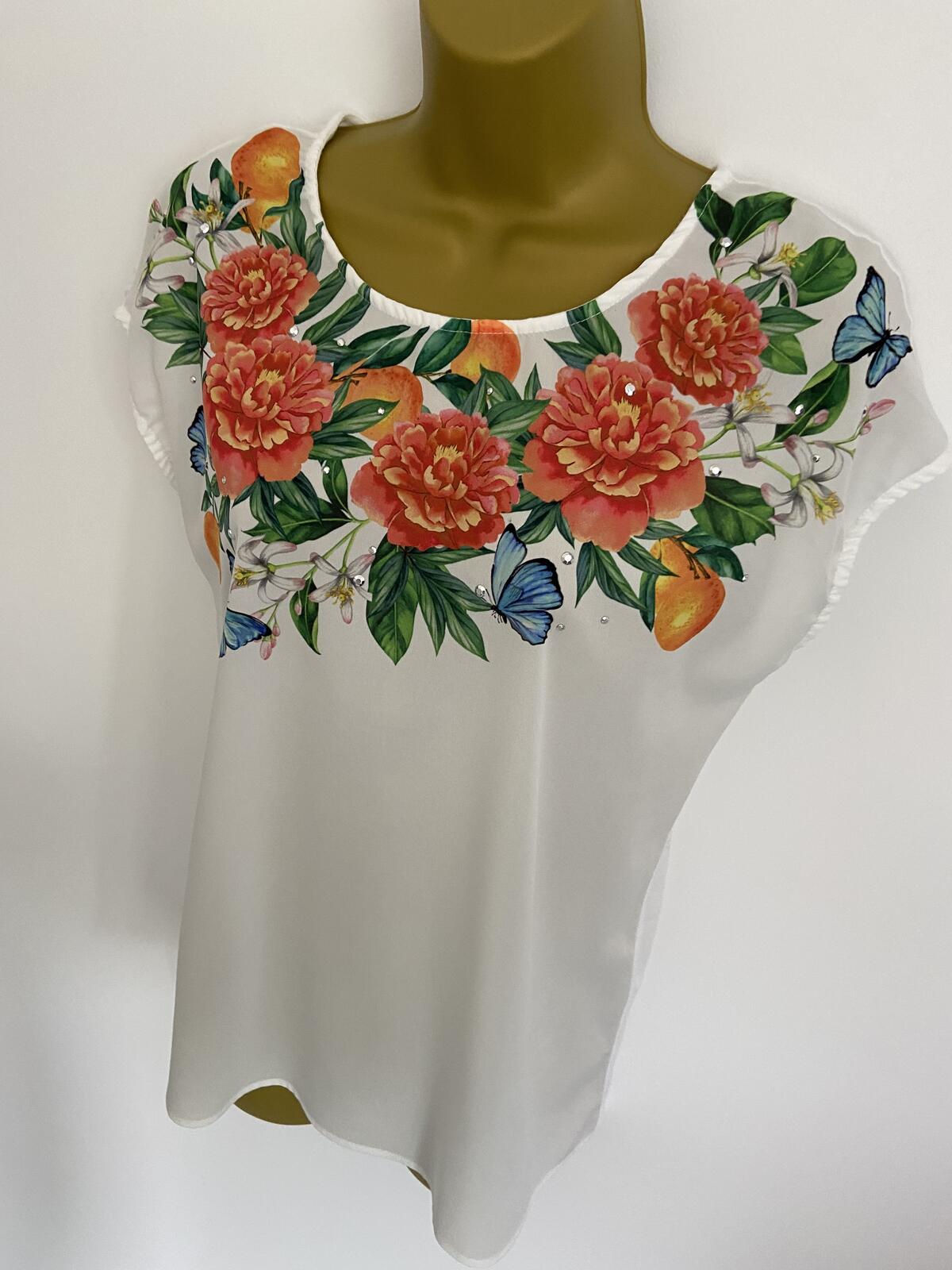 TU White Floral & Sequin Embellished Sleeveless Blouse Size 10