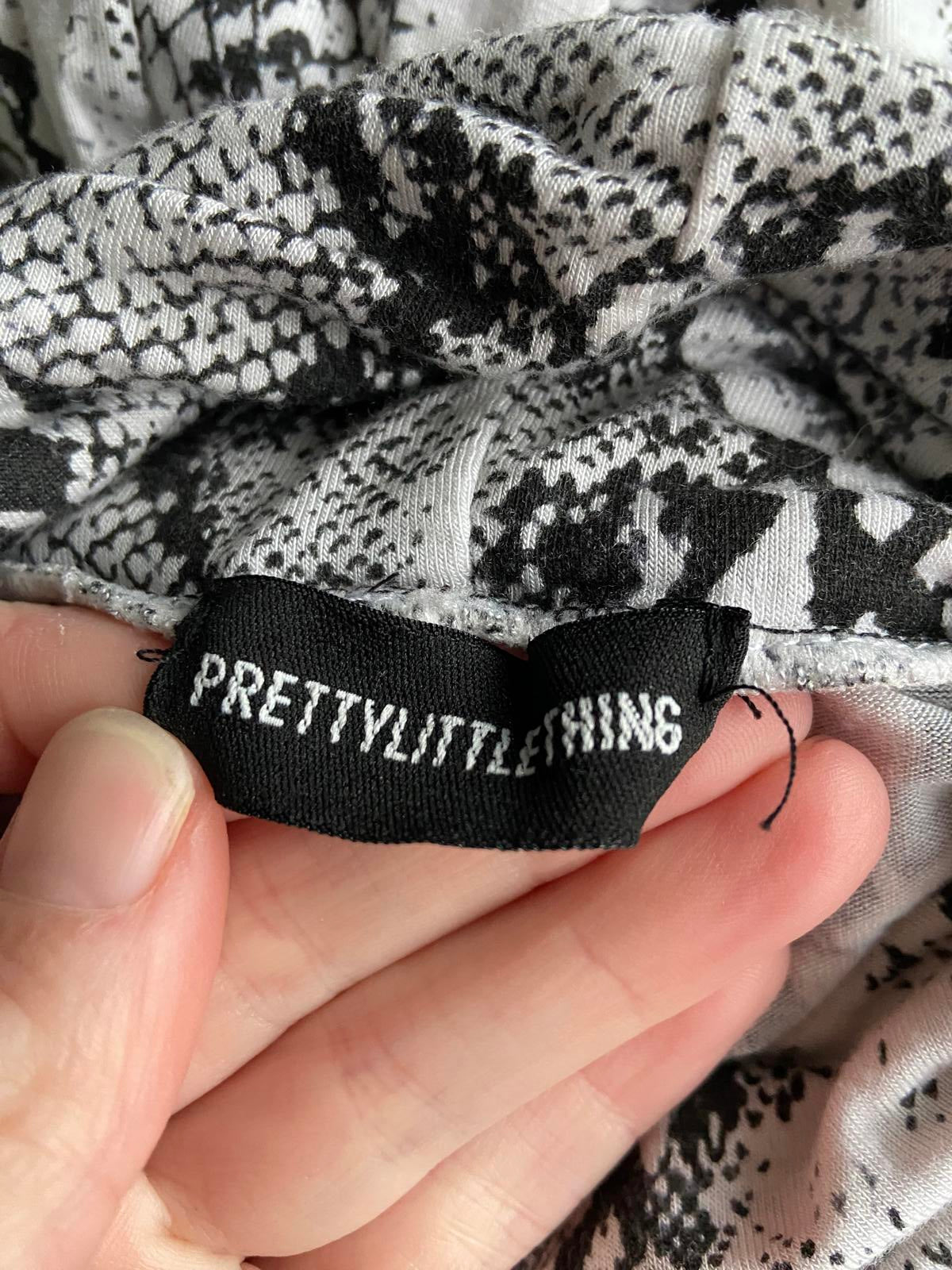 PrettyLittleThing Snake Skin Print Bodystuit - Turtleneck, Size 14