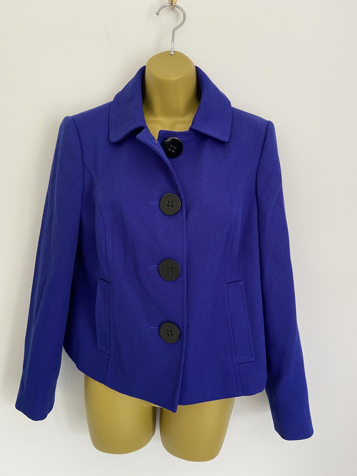 Debenhams Petite Blue Blazer Jacket With Chunky Buttons Size 12P