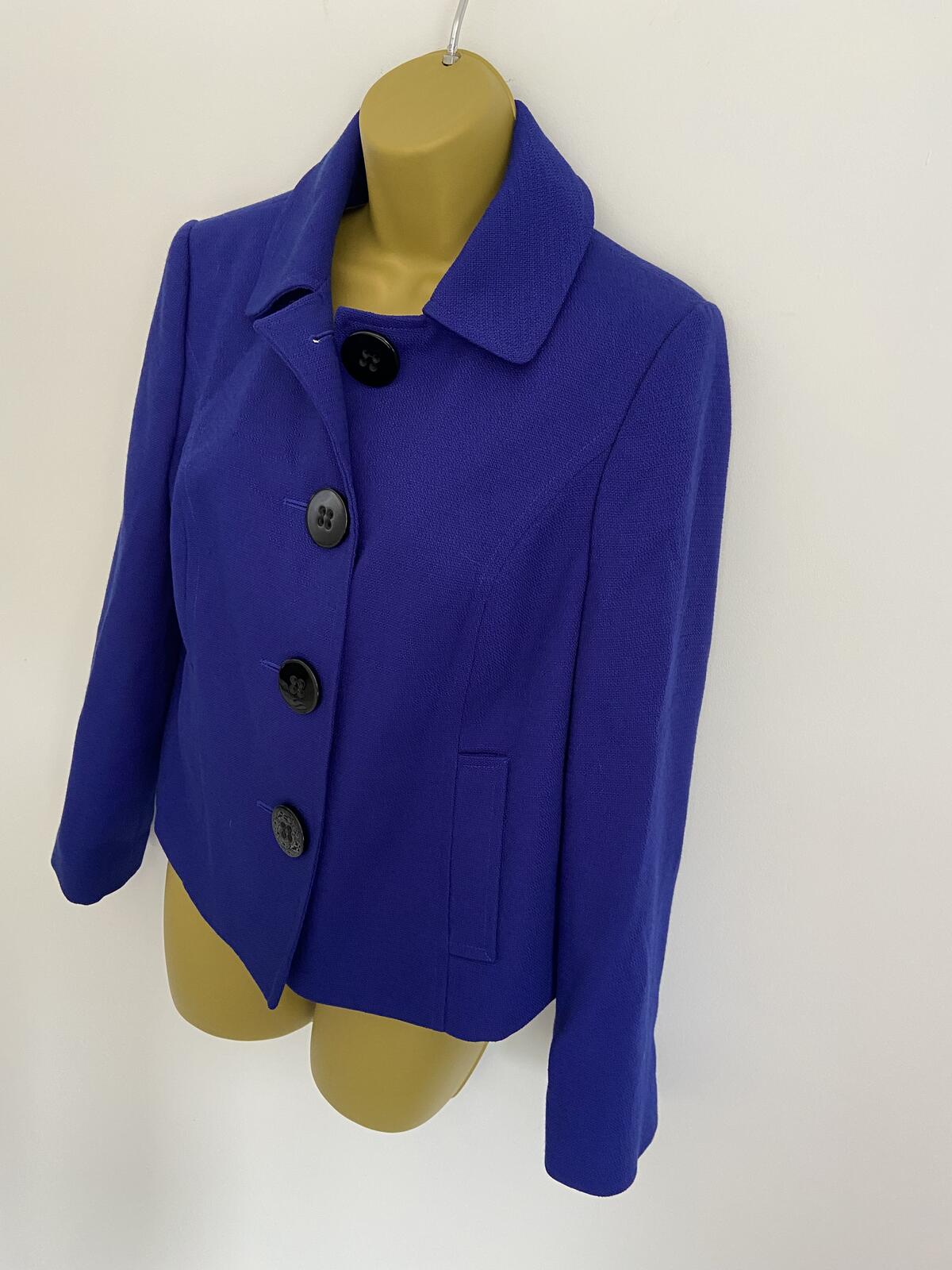 Debenhams Petite Blue Blazer Jacket With Chunky Buttons Size 12P