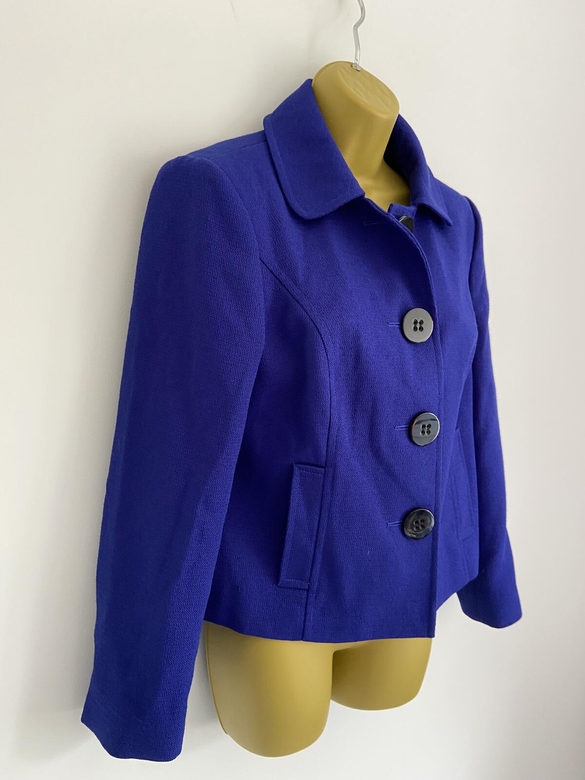 Debenhams Petite Blue Blazer Jacket With Chunky Buttons Size 12P